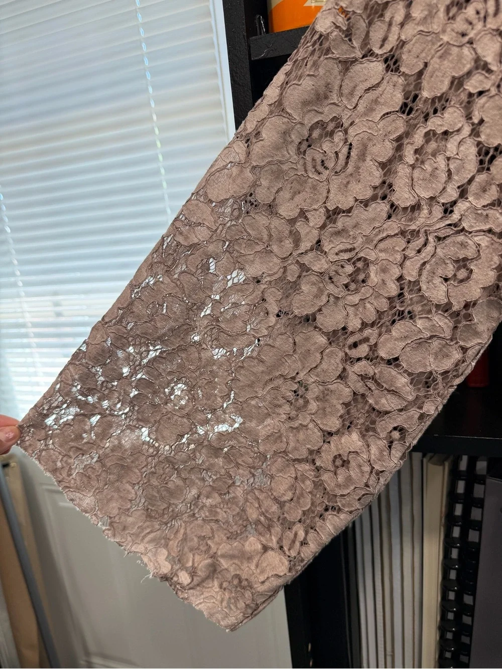 Zara Lace Floral Long-Sleeve Top - Taupe